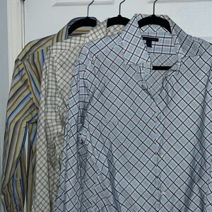 Lot of 3 Men’s Banana Republic striped large long sleeve shirt.